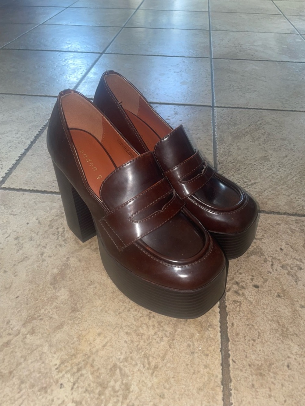 Steve Madden Dark Brown Platform Loafer Heels 👠✨
